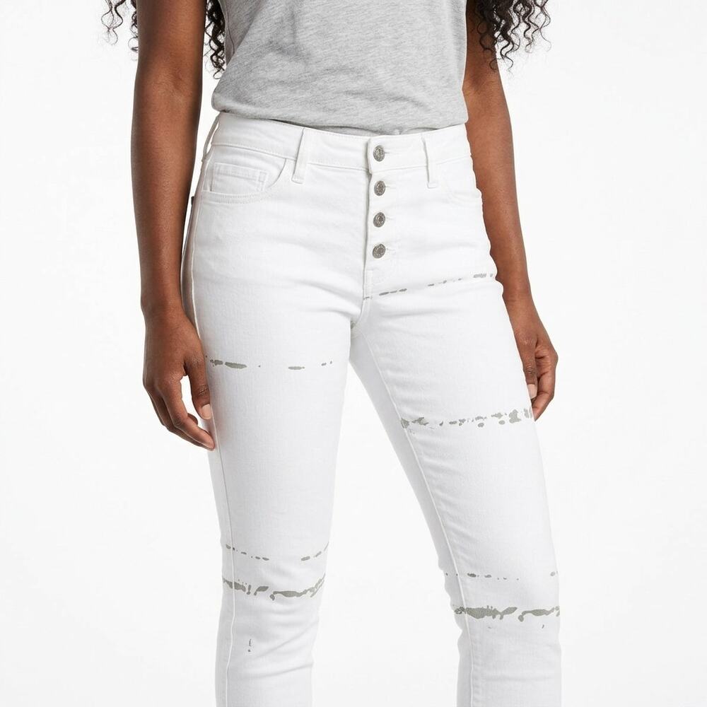 Buena Vista Malibu White Distressed Skinny Stretch Pants Women Size S